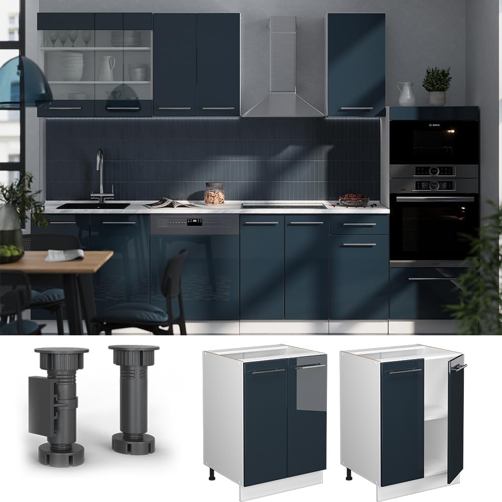 Vicco Meuble pour Four Fame-Line, Blanc Haute Brillance/Blanc, 60 cm avec étagères Ouvertes