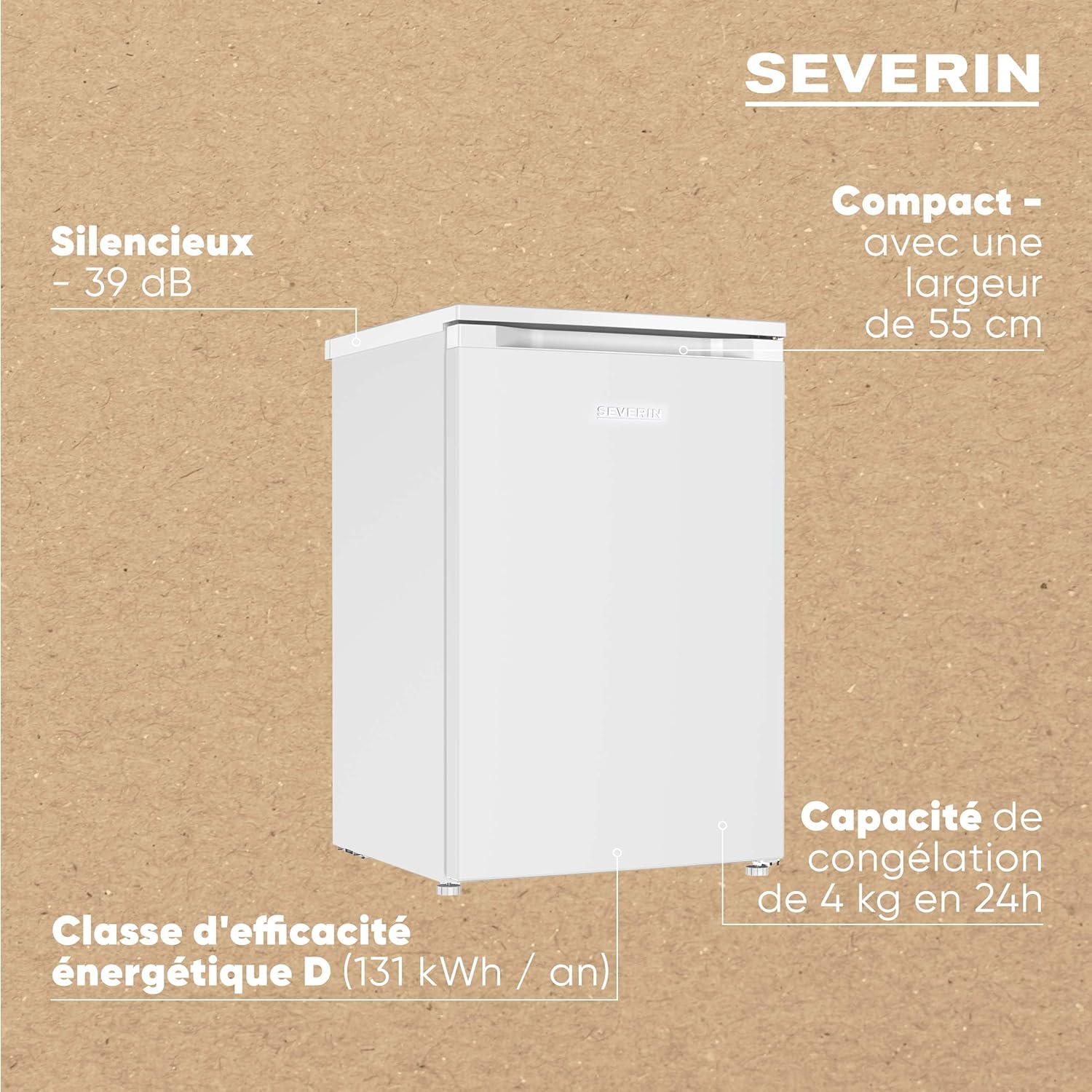 SEVERIN Combiné Table Top, Mini Bar, Mini réfrigérateur Pose libre, Réfrigérateur bar de largeur 56 cm, Volume : 120 Litres, Classe D, 110 kWh/an, 39 dB, Blanc, TKS 8846
