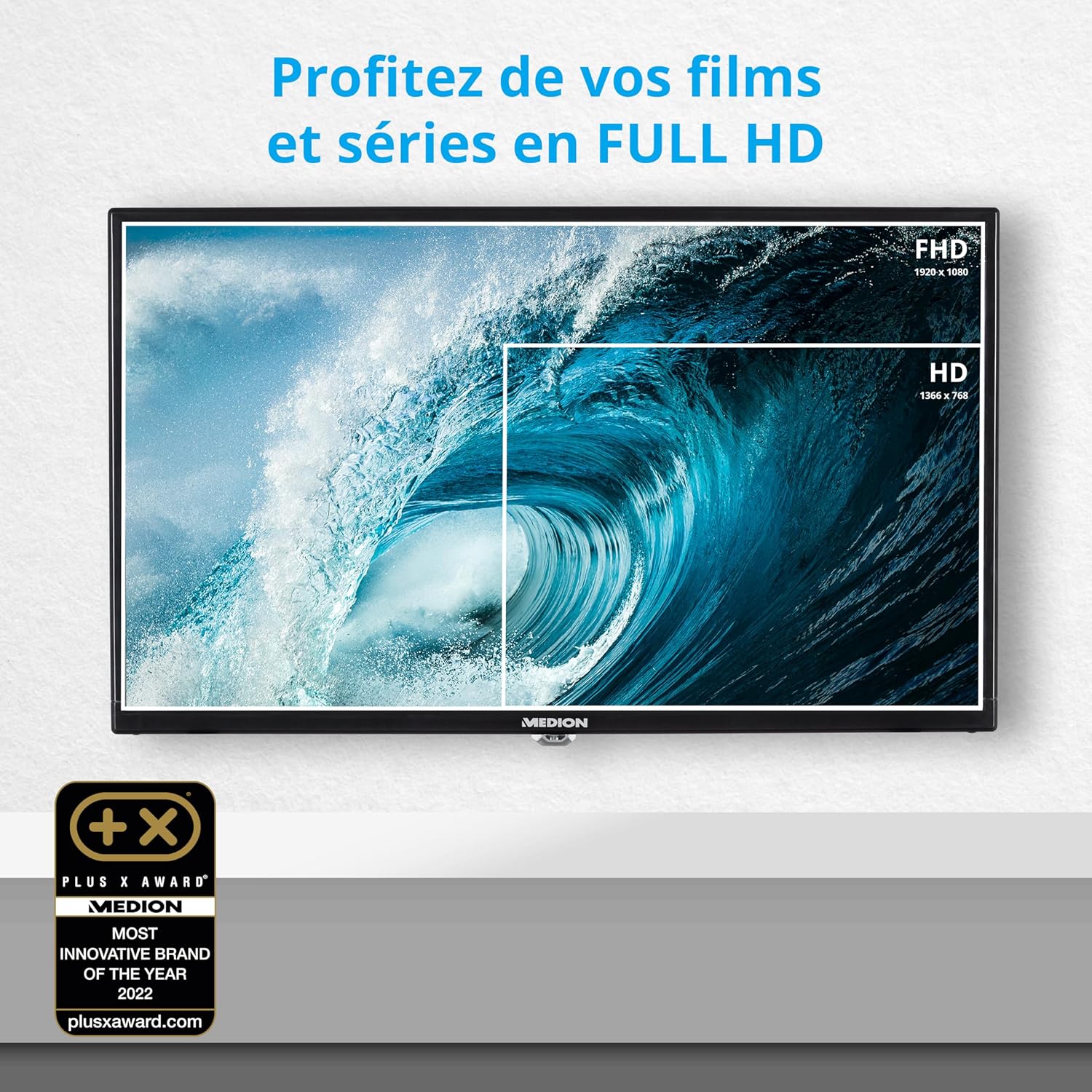 MEDION E14080 (MD 30224) Téléviseur Full HD 100,3 cm (40 Pouces) (Lecteur DVD intégré, récepteur Triple Tuner DVB-T2 DVB-C DVB-S2, 2 x HDMI, VGA, USB, Mediaplayer, CI+)