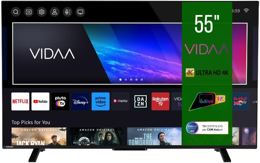 Toshiba Smart VIDAA TV 40 Full HD 40LV2E63DA TV 40 pouces, TV LED compatible avec Alexa, DVB-T2, technologie LED, HDMI 2.1