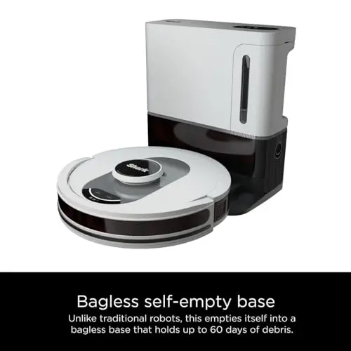 Shark RV1001AE IQ Robot Self-Empty XL, Robot Vacuum with IQ Navigation, Home Mapping, Self-Cleaning Brushroll, Wi-Fi Connected, Works with Alexa, Black