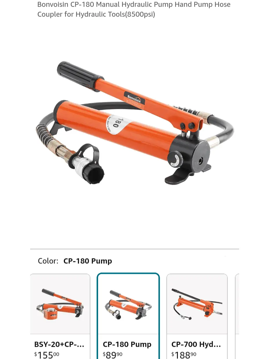 Bonvoisin CP-180 Manual Hydraulic Pump Hand Pump Hose Coupler for Hydraulic Tools(8500psi)