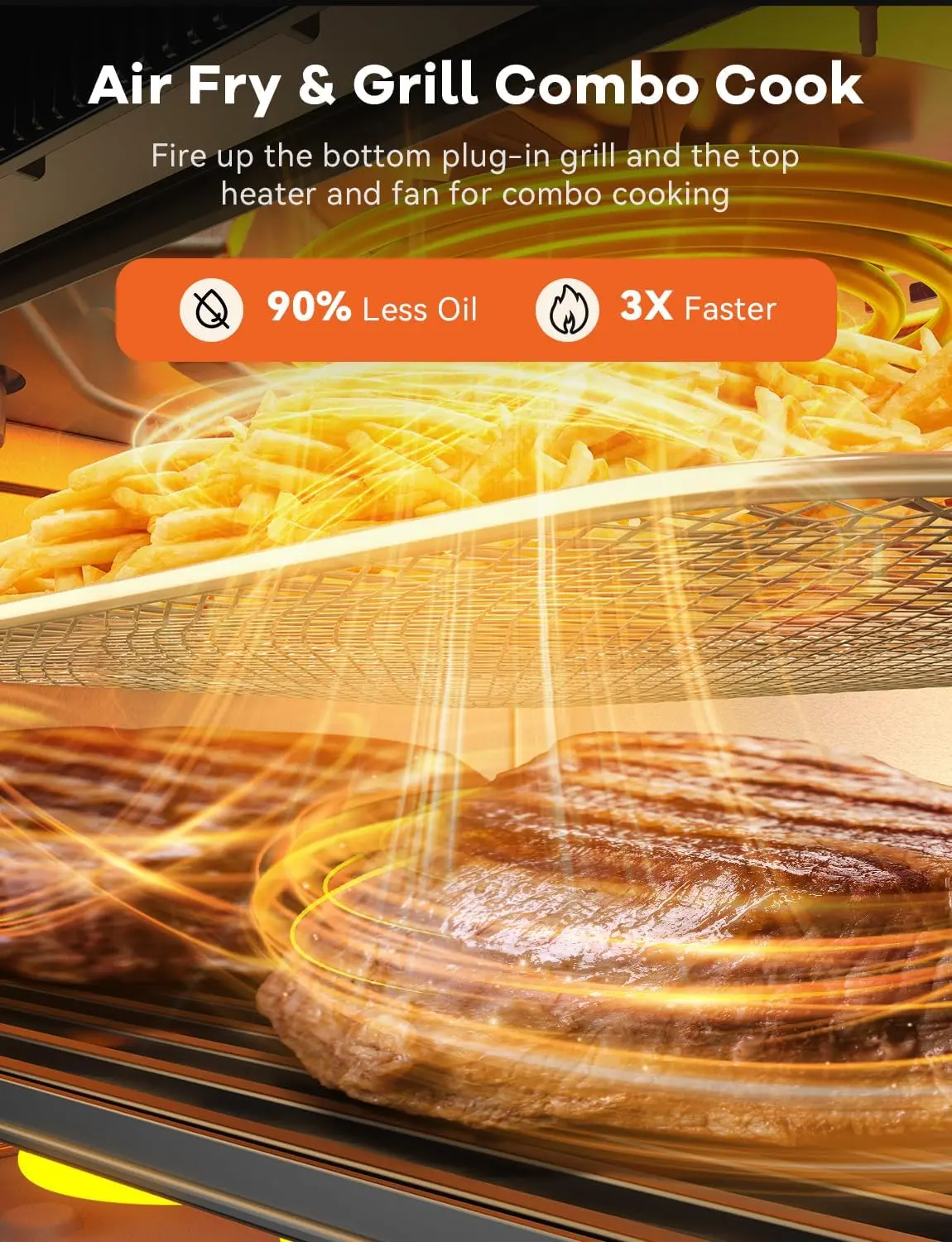 Nuwave TODD ENGLISH Air Fryer Grill Oven Combo, TRUE Char & Flavor, 100 in 1 Super Convection Toaster Oven Countertop, Excellent Thermal Insulation, POWERPORT™ Plug-In Grill, 550°F, Stainless Steel