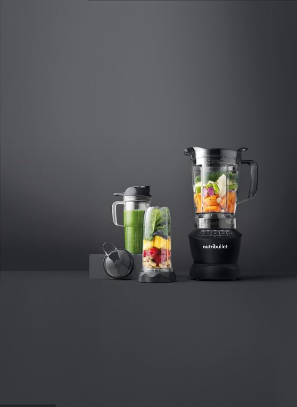 NutriBullet triple Prep System, mixeur électrique, blender multifonction, puissance 1500 watts, 3 appareils, noir, NBF580B