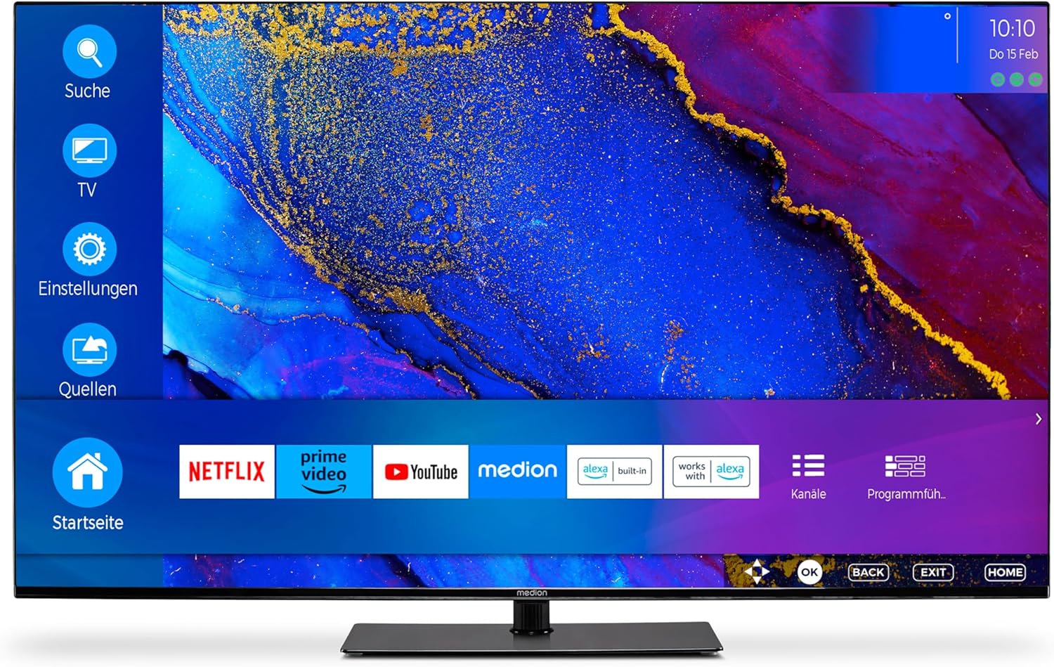 MEDION X14370 (MD 30706) 108 cm (43 Zoll) Fernseher (Smart TV, 4K Ultra HD, Dolby Vision HDR, Dolby Atmos, Netflix, Prime Video, MEMC, Micro Dimming, Bluetooth, PVR)