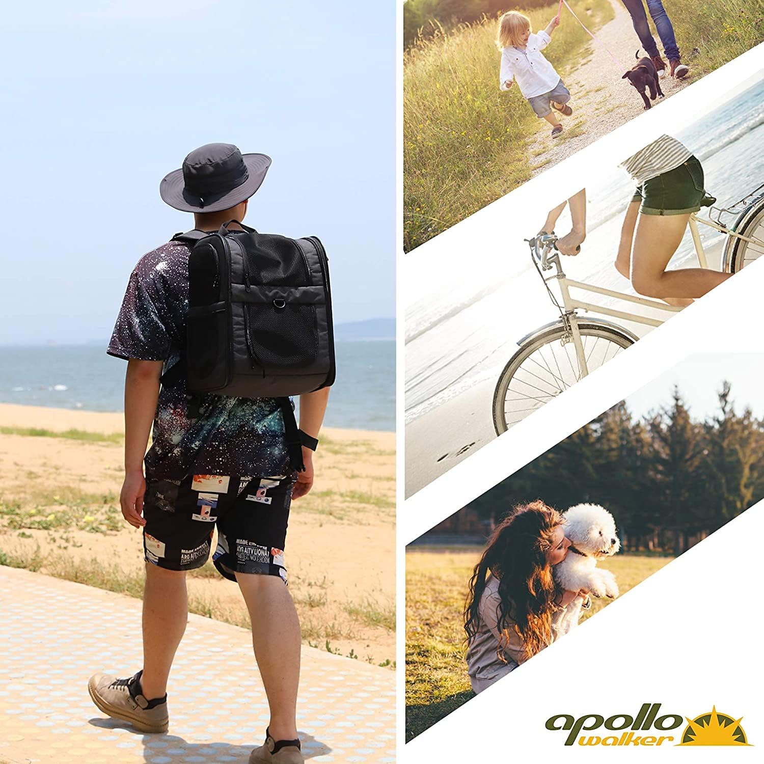 apollo walker Sac à dos pour animaux de compagnie, sac de transport pour chiens et chats de 2 à 12 kg, souple, vert armée