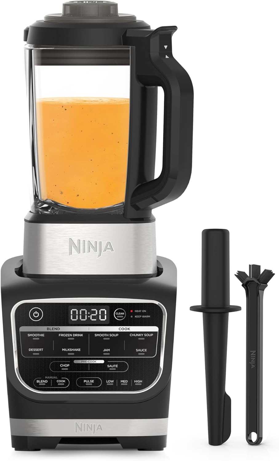 Ninja Foodi Mixeur & Soupe, 10 Programmes Auto-iQ, Verre 1.7L, Mixeur Chaud et Froid, Elément Chauffant Intégré, Programme de Nettoyage et Brosse, 1000W, Noir HB150EU