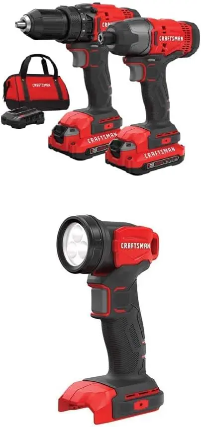 CRAFTSMAN V20 MAX Cordless Drill and Impact Driver, Power Tool Combo Kit with 2 Batteries and Charger (CMCK200C2AM)