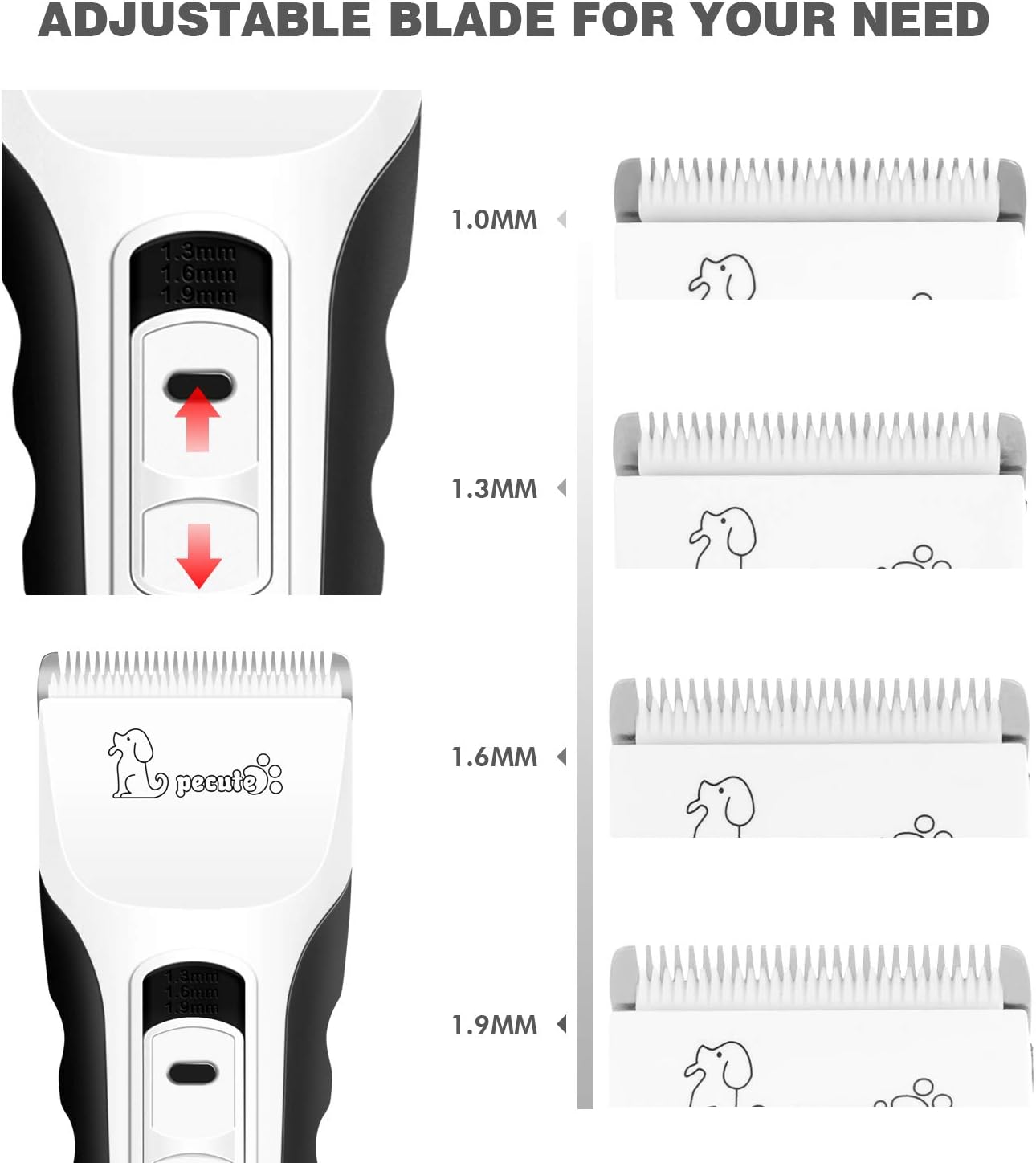 Pecute Tondeuse Chien Professionnel avec écran LCD et 5 Vitesses de Rotation, Tondeuse pour Chien et Chat Peut 4 h de Travail, Ultra Silencieux Rasoir Electrique pour Animaux de Compagnie Toilettage
