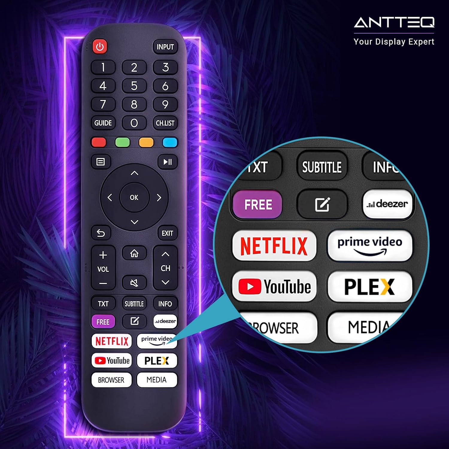 Antteq AB42D1 télévision 42 Pouces (TV 107 cm), Dolby Audio, LED, Triple Tuner DVB-C / T2 / S2, CI+, HDMI, Lecteur multimédia Via USB, Sortie Audio numérique, y Compris Mode hôtel