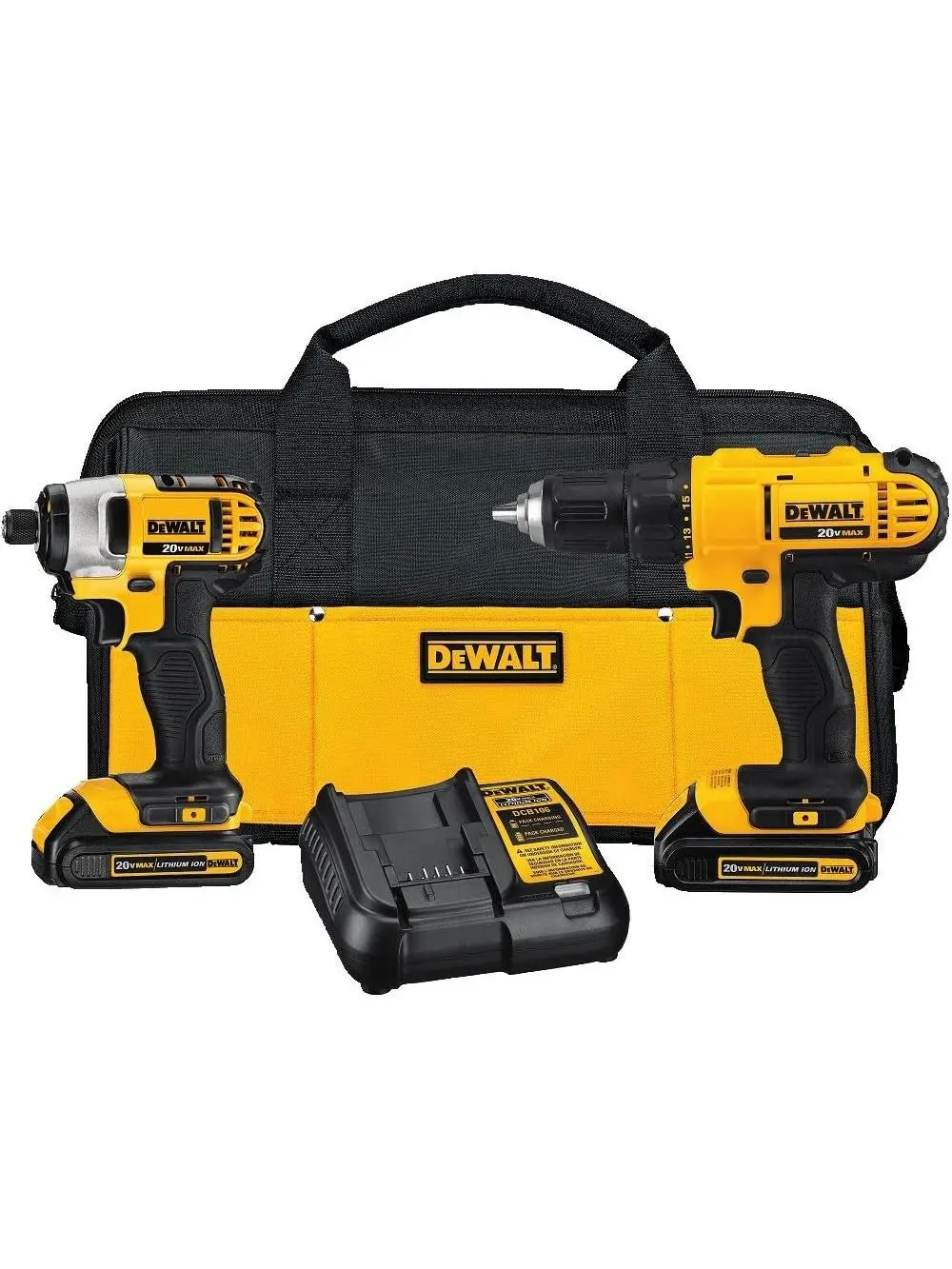 DEWALT 20V MAX Cordless Drill and Impact Driver, Power Tool Combo Kit with 2 Batteries and Charger (DCK240C2)