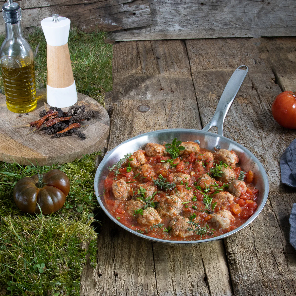 Poêle professionnelle en inox Ultraply 32cm Cristel