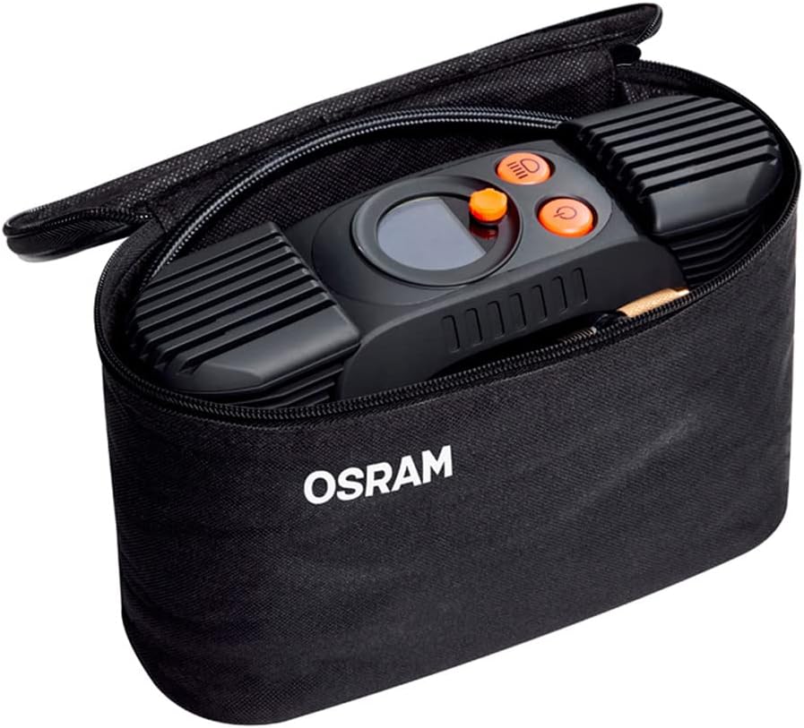 OSRAM TYREinflate Connect 650, compresseur de pneu numérique avec arrêt automatique et lumière LED, compresseur portable 12V pour pneus de voiture, connexion électrique via allume-cigare
