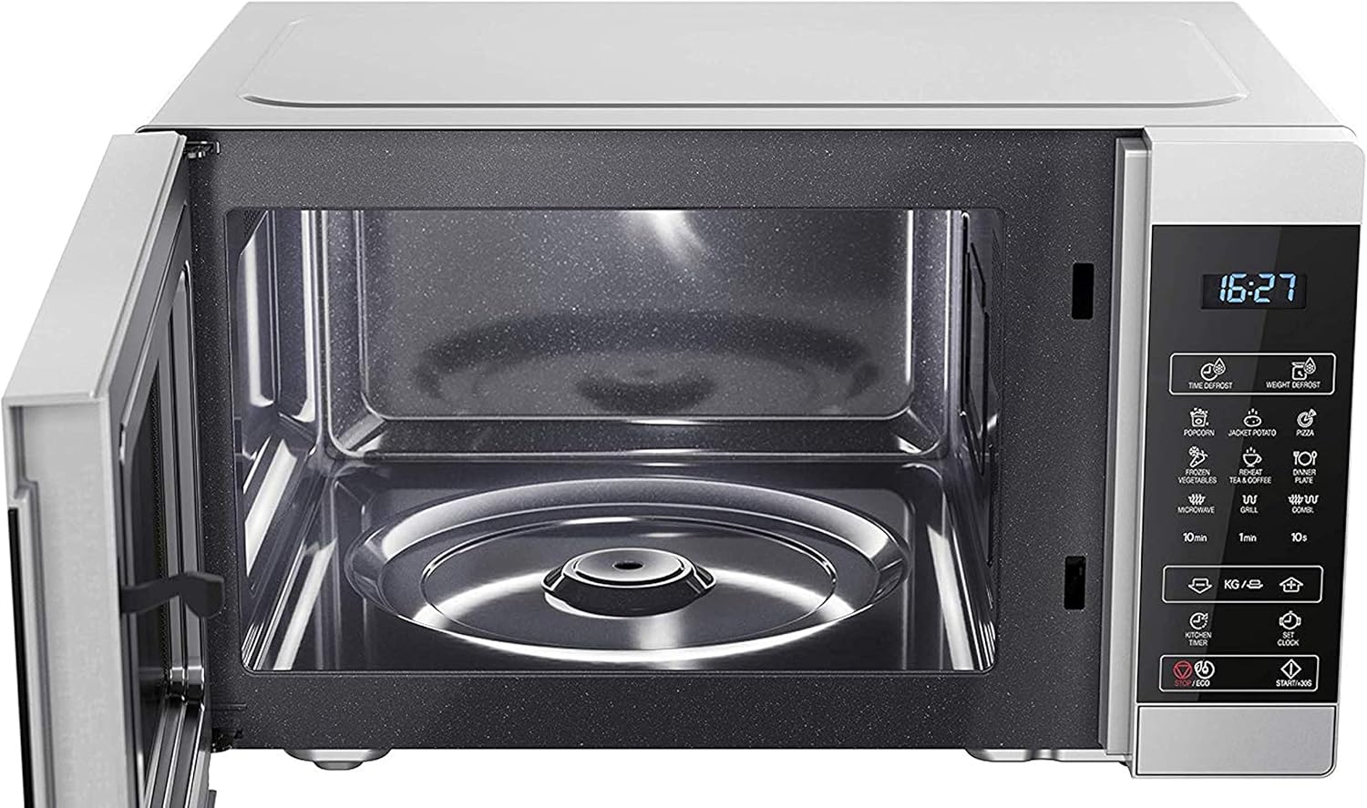 Sharp YC-MS51EB Micro-ondes sans grill de 25 litres, contrôle numérique, micro-ondes: 900 W, 5 niveaux de puissance micro-ondes, plaque tournante, serrure enfant, fonction ECO, couleur noire.