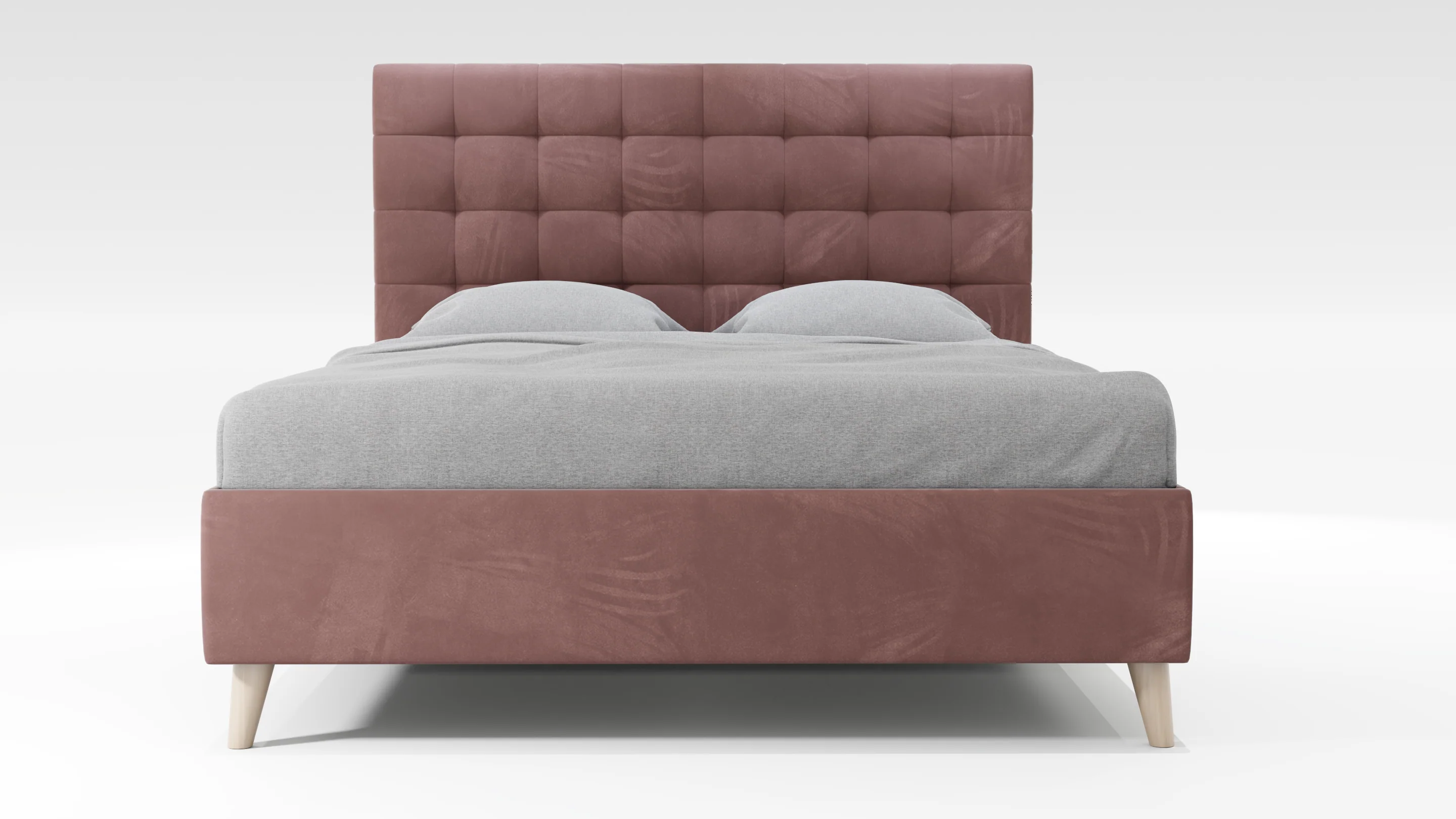 Lit JAPP 2 velours rose 160x200 cm - A87068 * Sans sommier