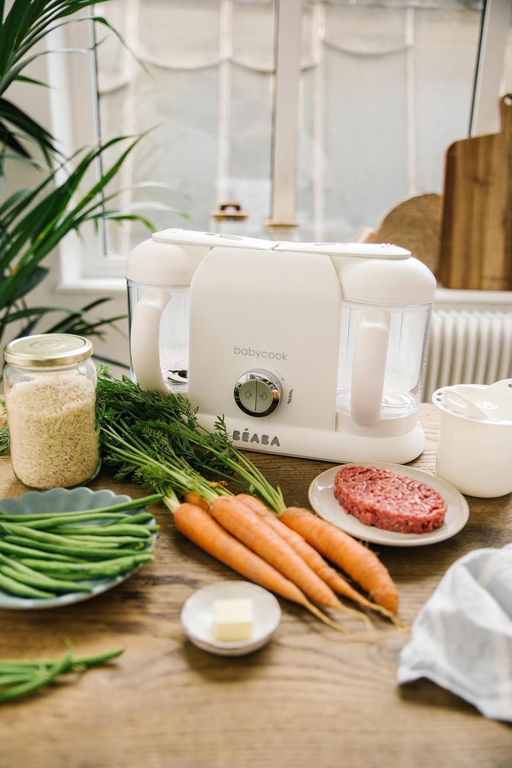 BÉABA, Babycook Duo Robot Bébé 4 en 1 Mixeur-Cuiseur, Cuisson Vapeur rapide 15min , Diversification alimentaire, Petits pots bébé maison, Contenance XXL 2200 ml, Noir