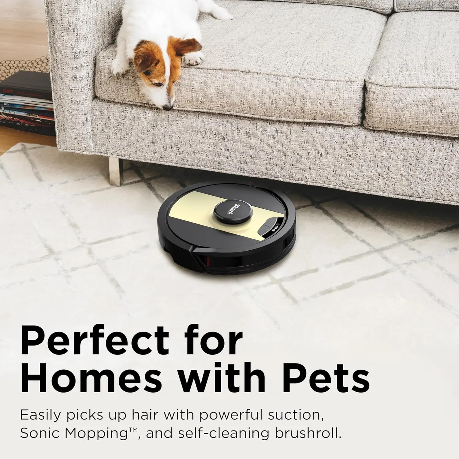 Shark RV2410WD IQ 2-in-1 Robot Vacuum and Mop with Row-by-Row Cleaning, Perfect for Pet Hair, Compatible with Alexa, Black/Bronze, Black/Gold, No Self-Empty Base