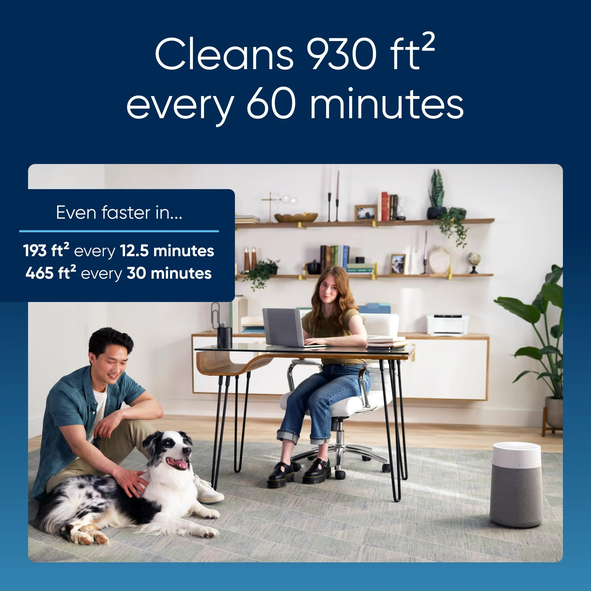 BLUEAIR Air Purifiers for Large Home Room, HEPASilent Air Purifiers for Bedroom, Pets Allergies Virus Air Cleaner for Dust Mold, Blue Pure 311i+ Max