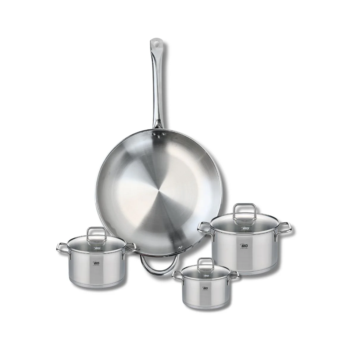 Ensemble de 1 Poêle de cuisson 32 cm et 3 faitouts 12, 14 et 16 cm Elo Profi Citrin Elo