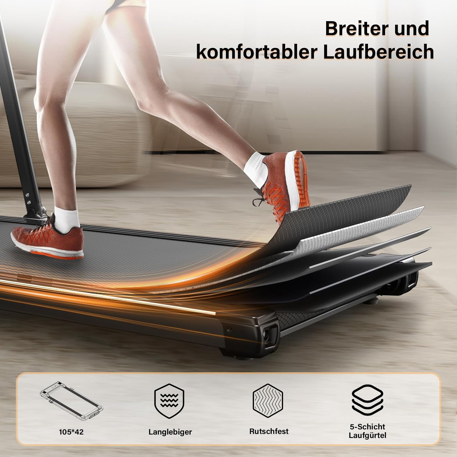 Laufband für Zuhause-AIRHOT, 2,5 PS Walking Pad, Untertisch-Laufband mit Fernbedienung und LED-Anzeige, maximale Geschwindigkeit von 6 km/h BZW. 12 km/h. Kompaktes Laufband für zuhause oder das Büro