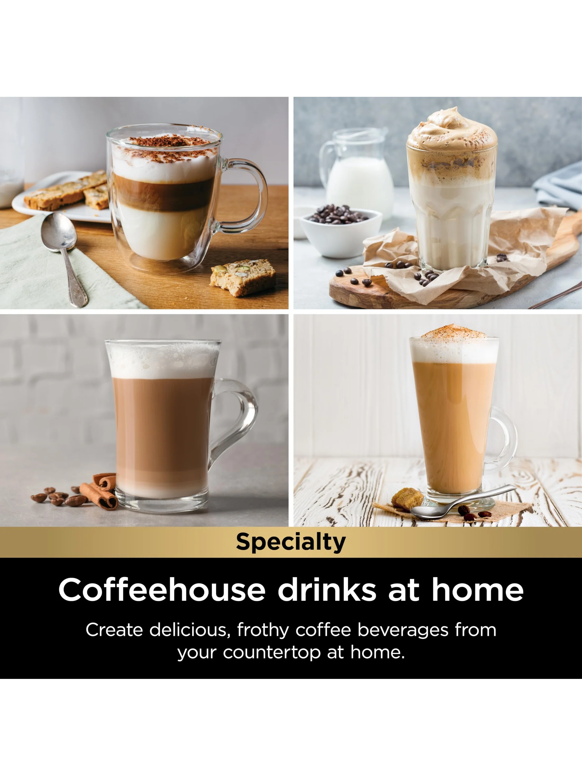 Ninja Pod & Grounds Specialty Single-Serve Coffee Maker, K-Cup Pod Compatible, Brews Grounds, Compact Design, Built-In Milk Frother, 56-oz. Reservoir, 6-oz. Cup to 24-oz. Mug Sizes, Black, PB051