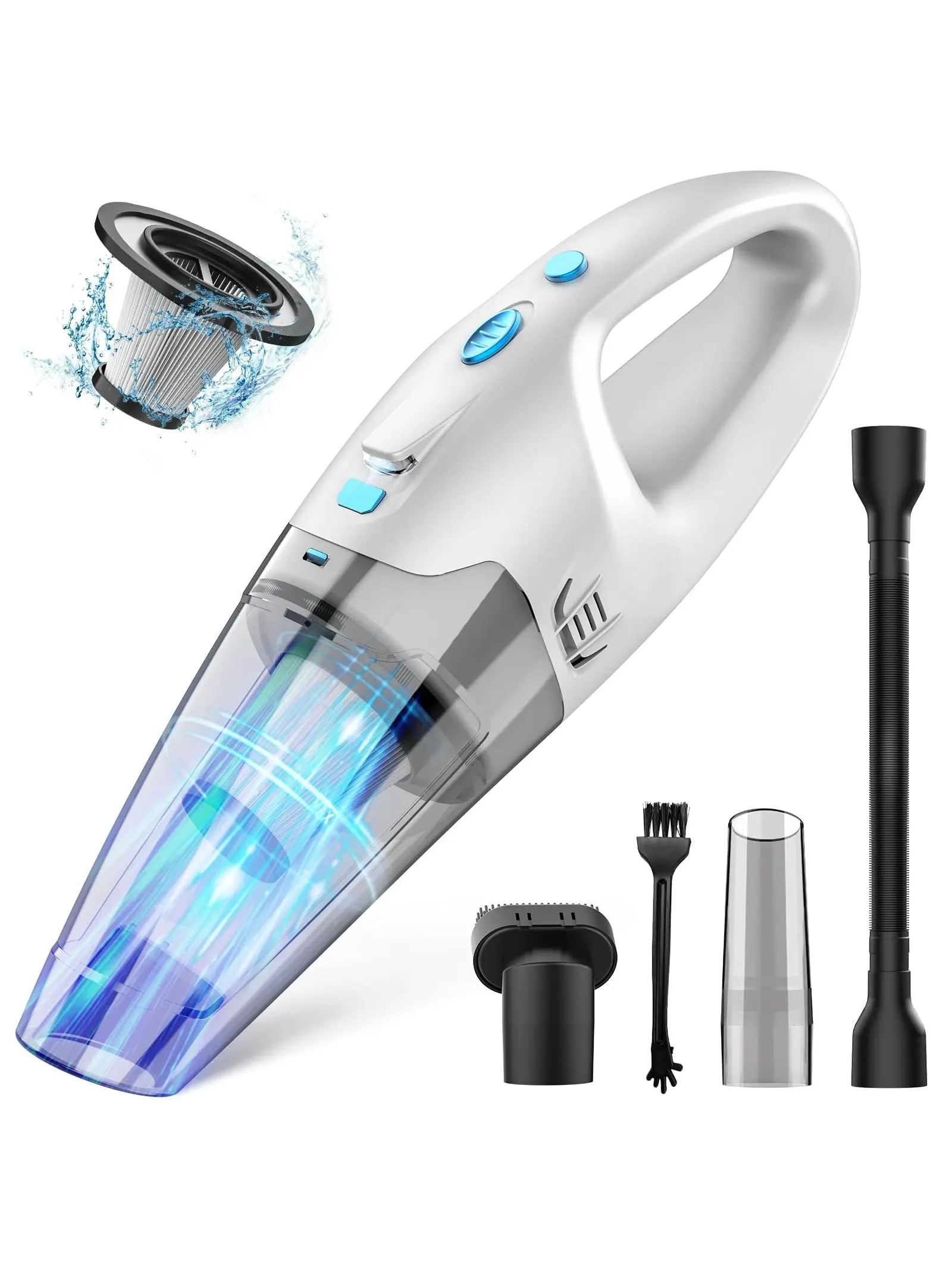 Handheld Vacuum Cordless,Car Vacuum Portable Cordless,Strong Suction Portable Hand Vacuum Cordless Rechargeable with LED Light/20 Mins Runtime,Mine Car Hand Vacuum for Home and Office Cleaning