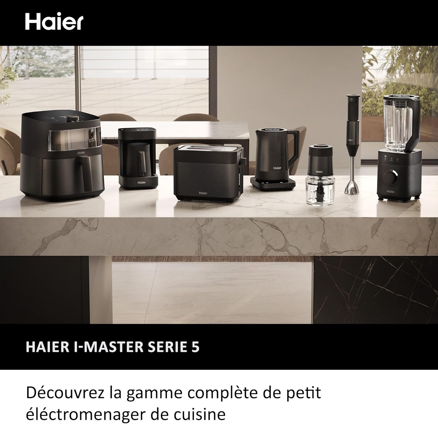 Pack Petit Déjeuner Grille-Pain Toaster+Bouilloire Haier I-Master Série 5, Acier Inoxydable, Fentes Extra Profondes, 7 Niveaux de Brunissage, 7 Réglages de Température Fonction Maintien au Chaud