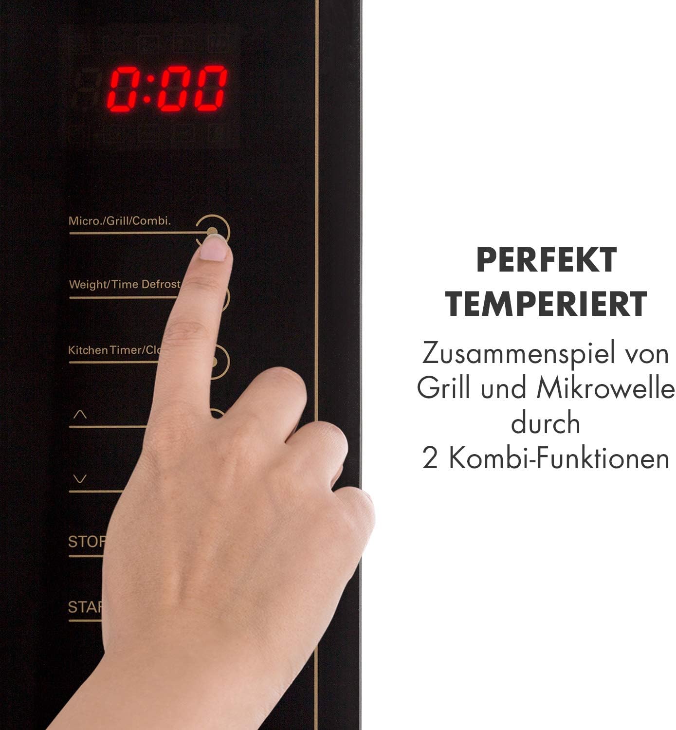 Klarstein Victoria 20 - micro-ondes encastrable, design rétro, 20L, micro-ondes 800W / puissance de gril 1000W, 3 fonctions grill/micro-ondes, acier inoxydable, cadre de montage, ivoire