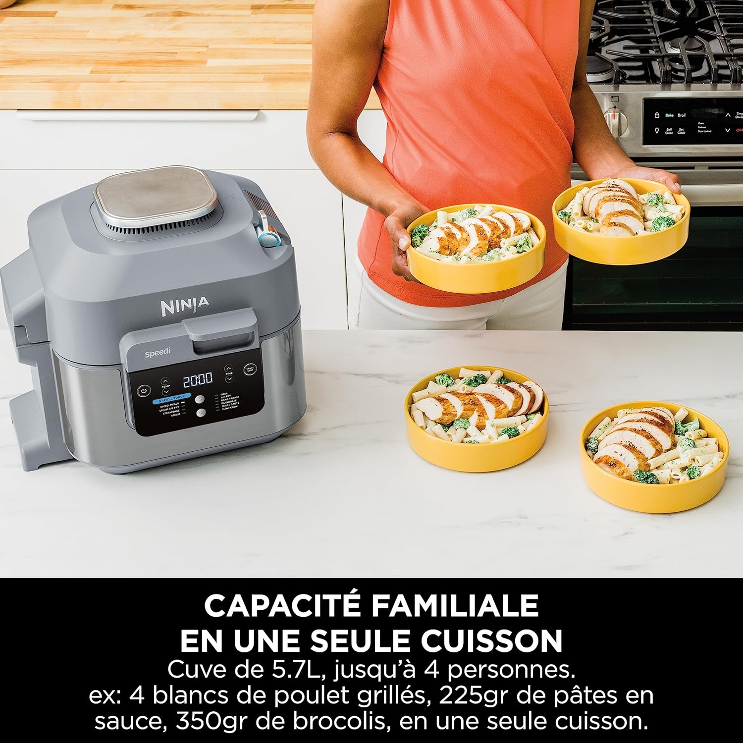 Ninja Combi 12-en-1 Multicuiseur, Four, Autocuiseur et Friteuse sans huile, 12 Fonctions de Cuisson, Repas de Taille Familiale en 15 Minutes, avec Plateau de Cuisson, Guide de Recettes, Gris, SFP700EU