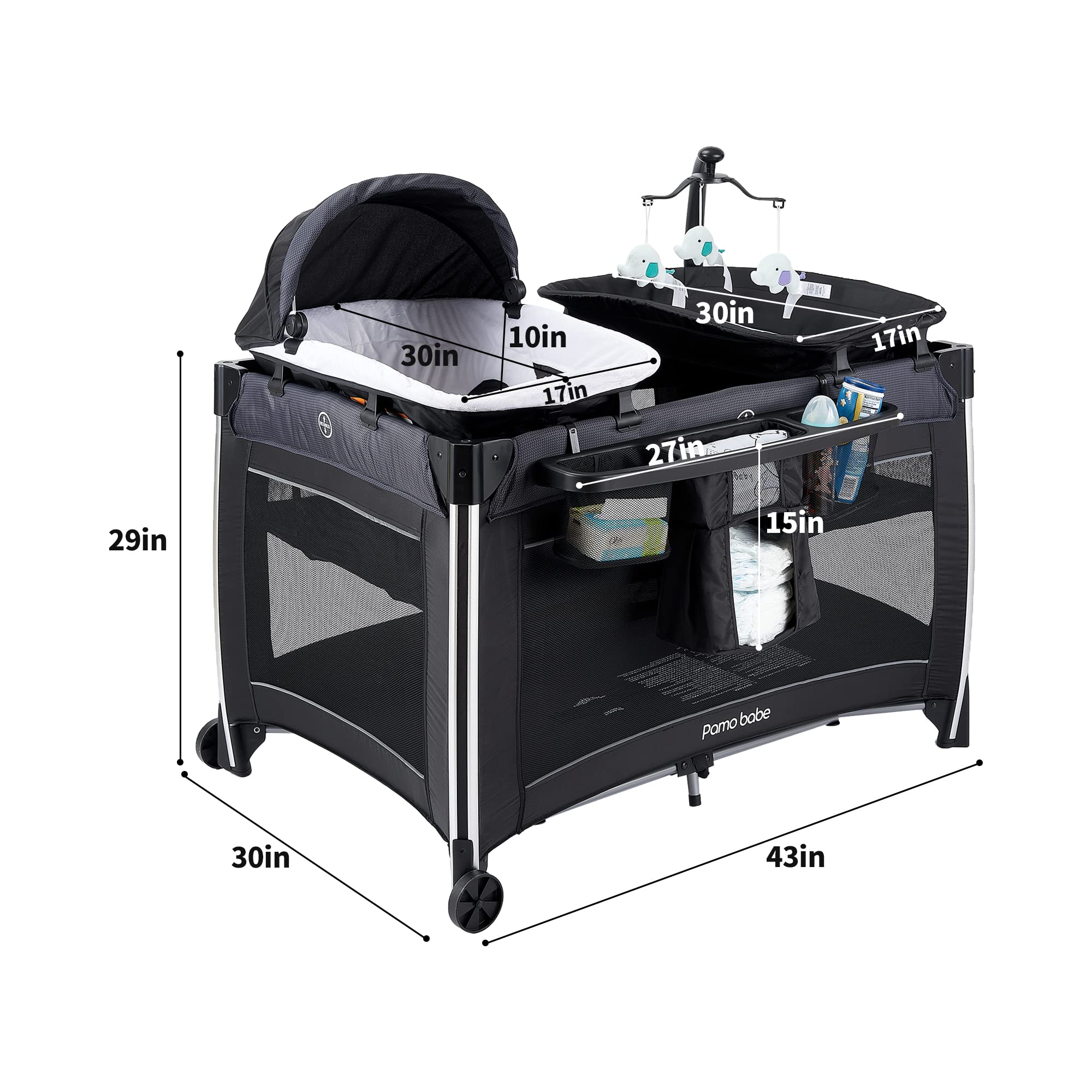 Pamo Babe 4 in 1 Portable Baby Crib Deluxe Nursery Center