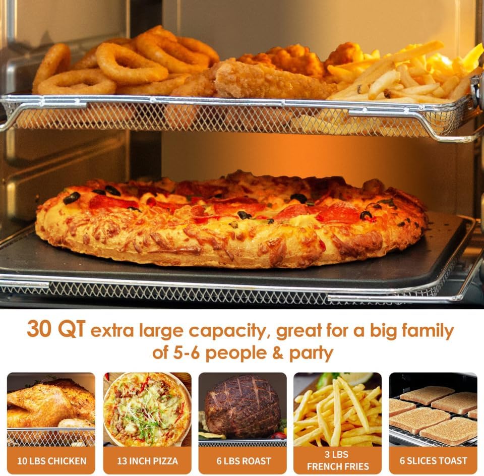 Nuwave Bravo Air Fryer Toaster Smart Oven, 12-in-1 Countertop Convection, 1800 Watts, 21-Qt Capacity, 50°-450°F Temp Controls, Top and Bottom Heater Adjustments 0%-100%, PFAS Free, Stainless Steel