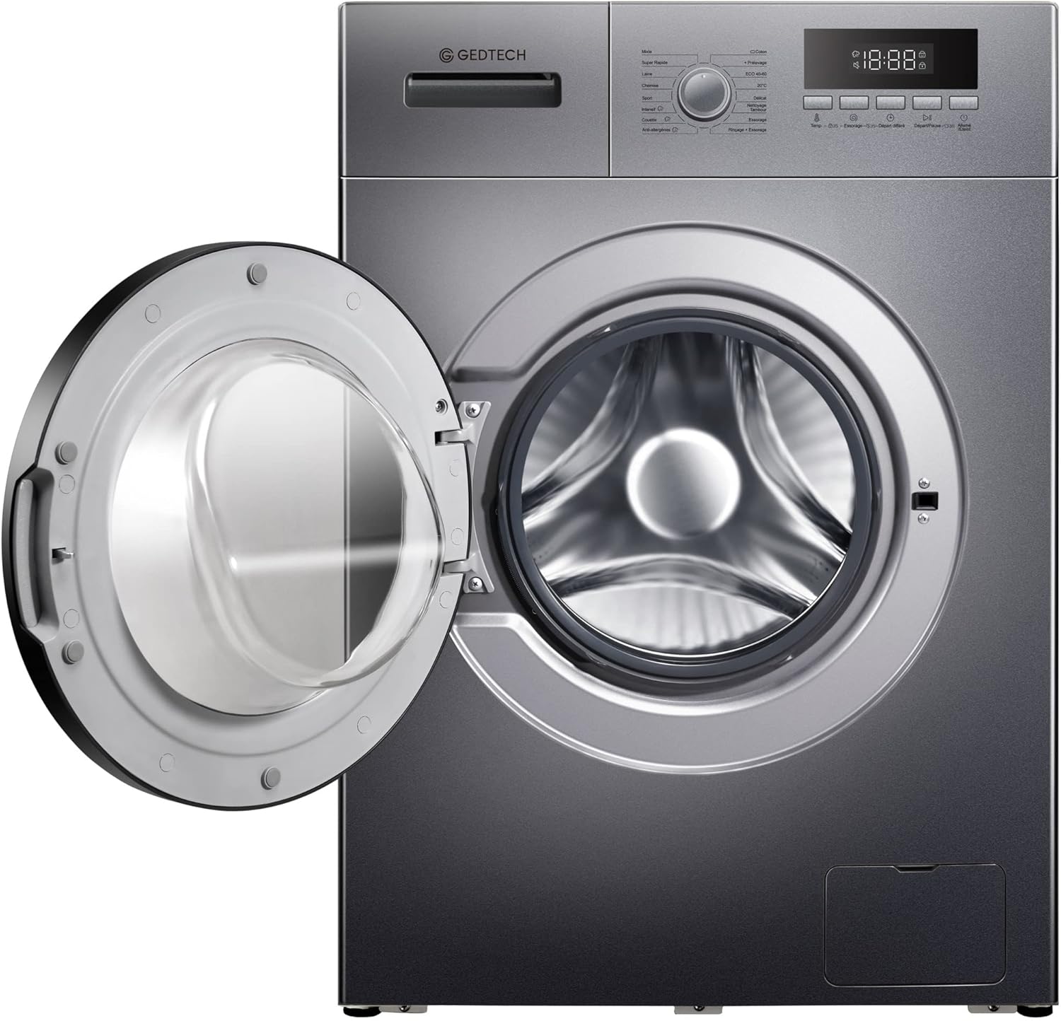 Lave-linge frontal GEDTECH GLL71200WH - 7 Kgs - 1400 tr/mn - 16 programmes - Eco - Intensif - Rapide – Très Faible conso