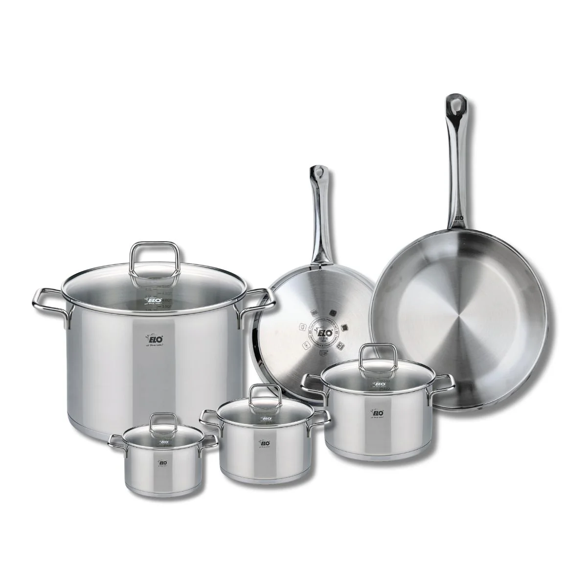 Ensemble de 2 Poêles de cuisson 24 et 28 cm et 4 faitouts 12, 14, 16 et 26 cm Elo Profi Citrin Elo