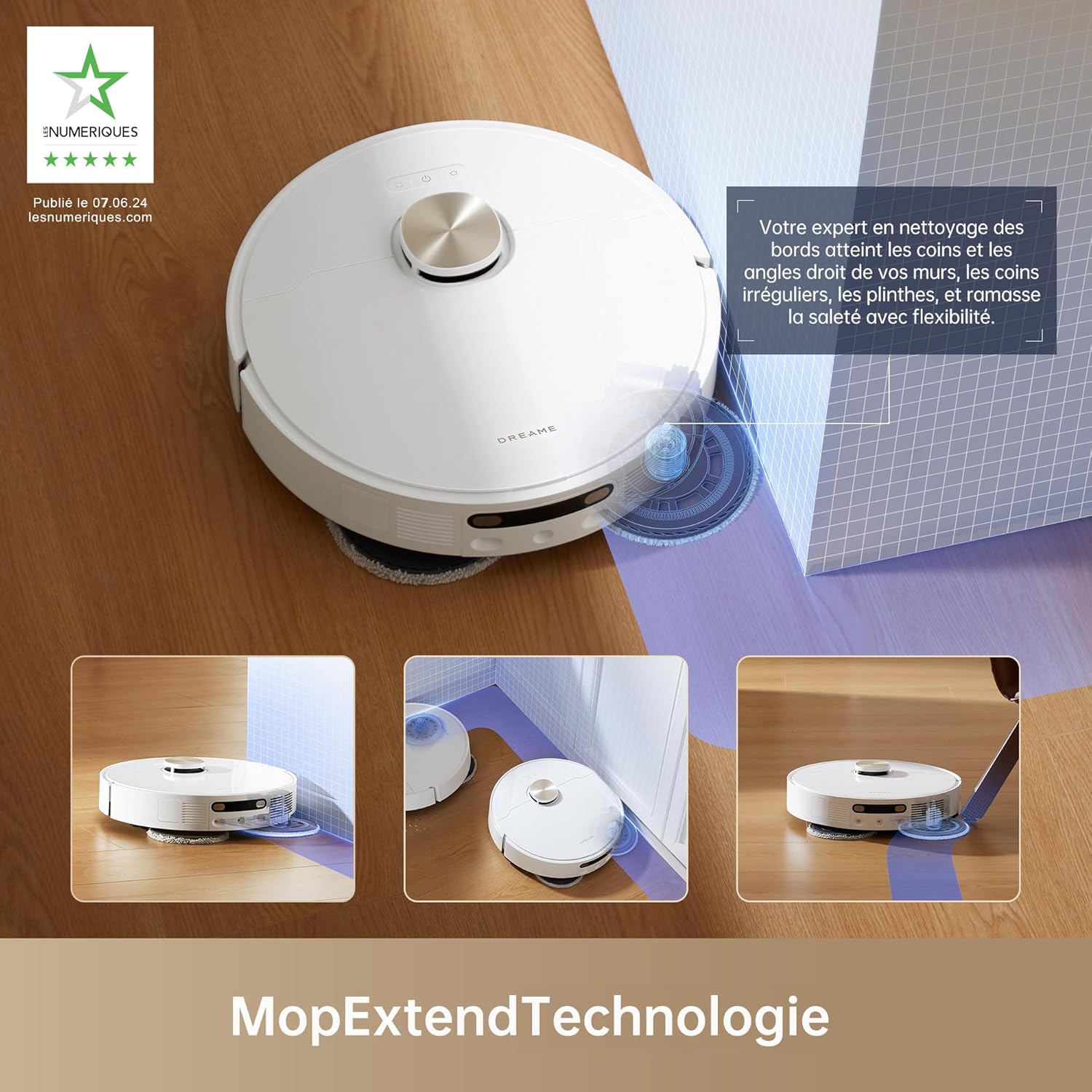 DREAME L10s Ultra Gen 2 Robot Aspirateur Laveur 10 000 Pa, Technologie MopExtend RoboSwing, Base Entièrement Automatique, Mode Animaux, 32 réglages de niveau d'eau, Système de lavage des sols DuoScrub