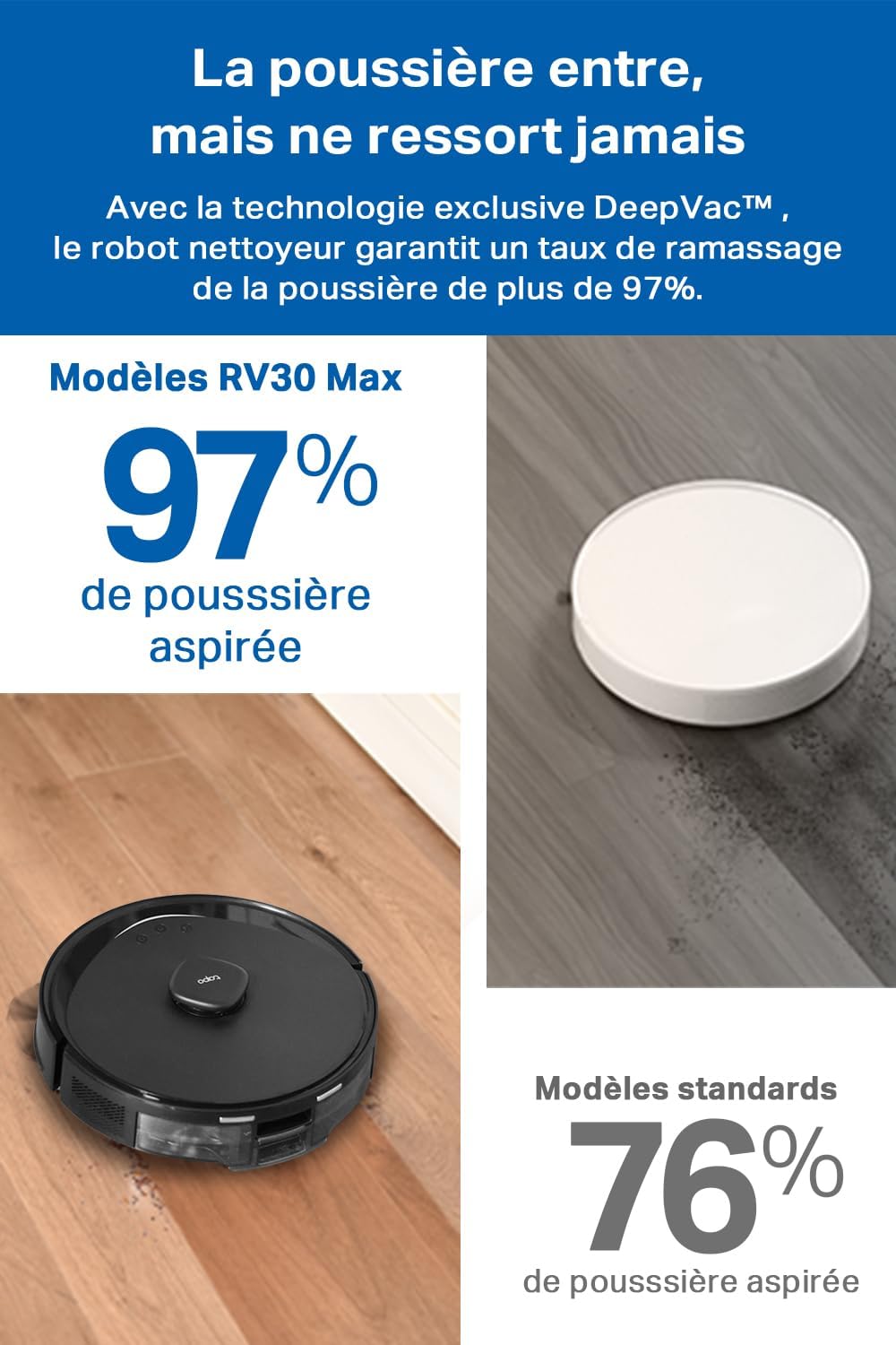 Tapo Aspirateur Robot Laveur 2 en 1 RV20Max Plus, Vidage Automatique, Silencieux Ultra Fin, Ultra puissante de 5300Pa, Navigation LiDAR, Auto-Charge Autonomie 180min, Tapis et Poils d'animaux