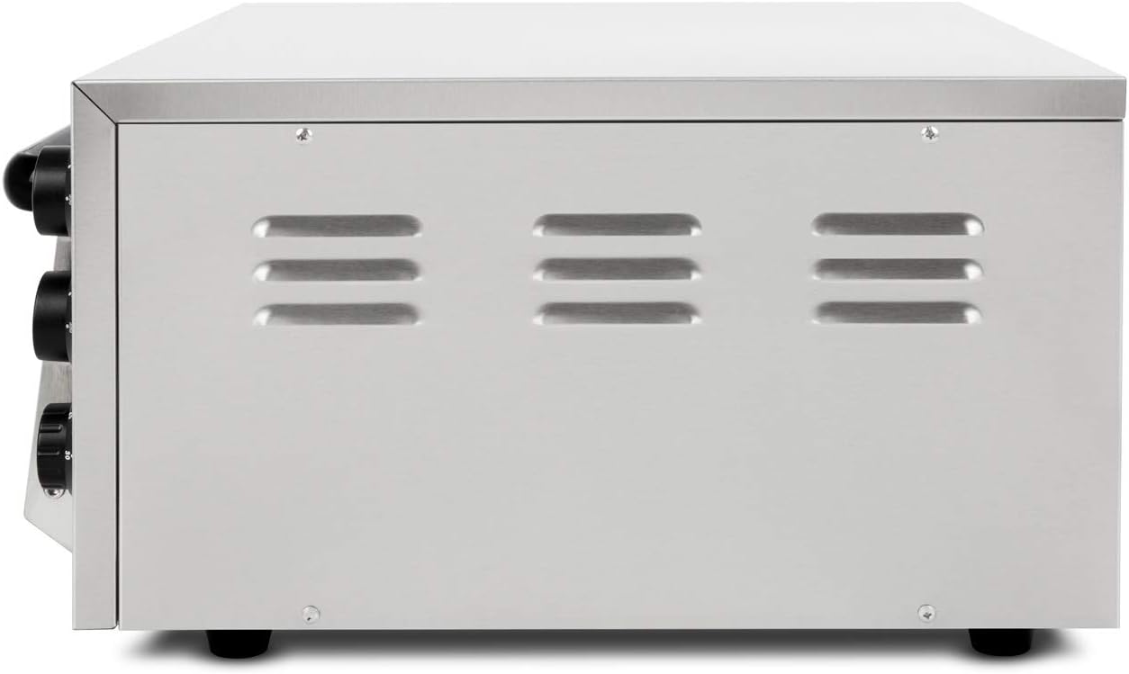 VERTES Four à Pizza électrique, Deux Etages, 3000W, Pierre réfractaire four, Chaleur de voûte et de Sole réglable indépendamment jusqu'à 350°C, Fonction minuterie, four double cavité, Acier INOX