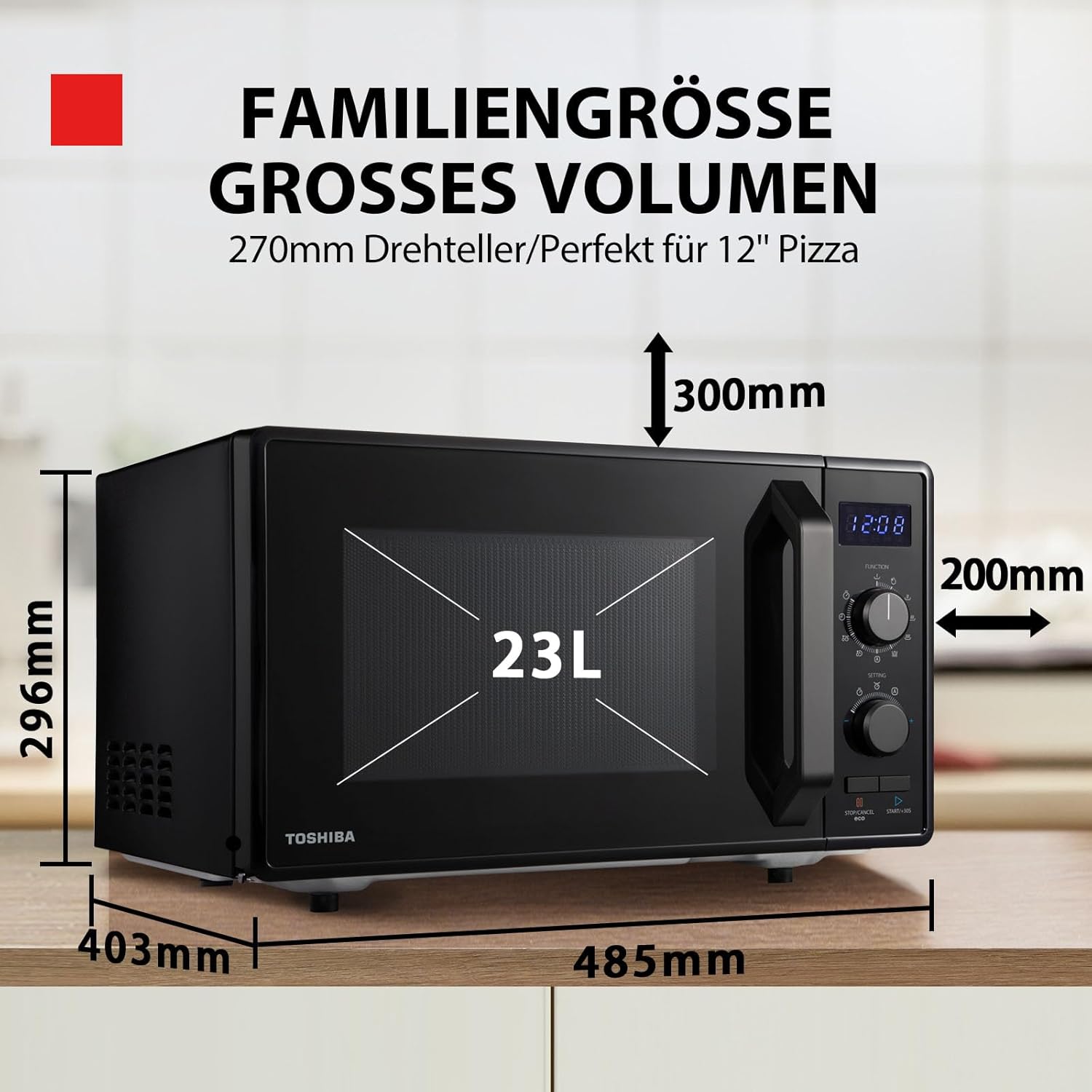 Toshiba Four à micro-ondes 4-en-1 25L MV-TC25T(BK), Technologie Origin Inverter, Micro-ondes avec friteuse à air chaud & Air chaud & Grill & Fonction Combi, 2100 W, Noir