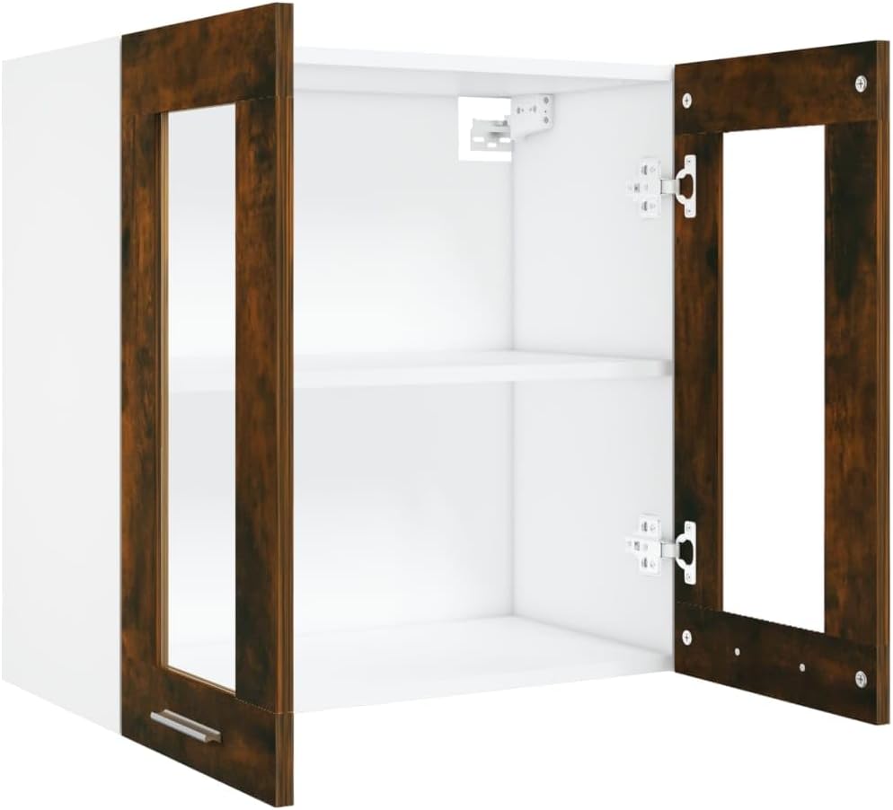 vidaXL Armoire à Micro-Ondes Placard Armoire de Rangement Meubles de Cuisine avec 4 Etagères Intérieur Maison Gris Béton 60x57x207 cm Aggloméré