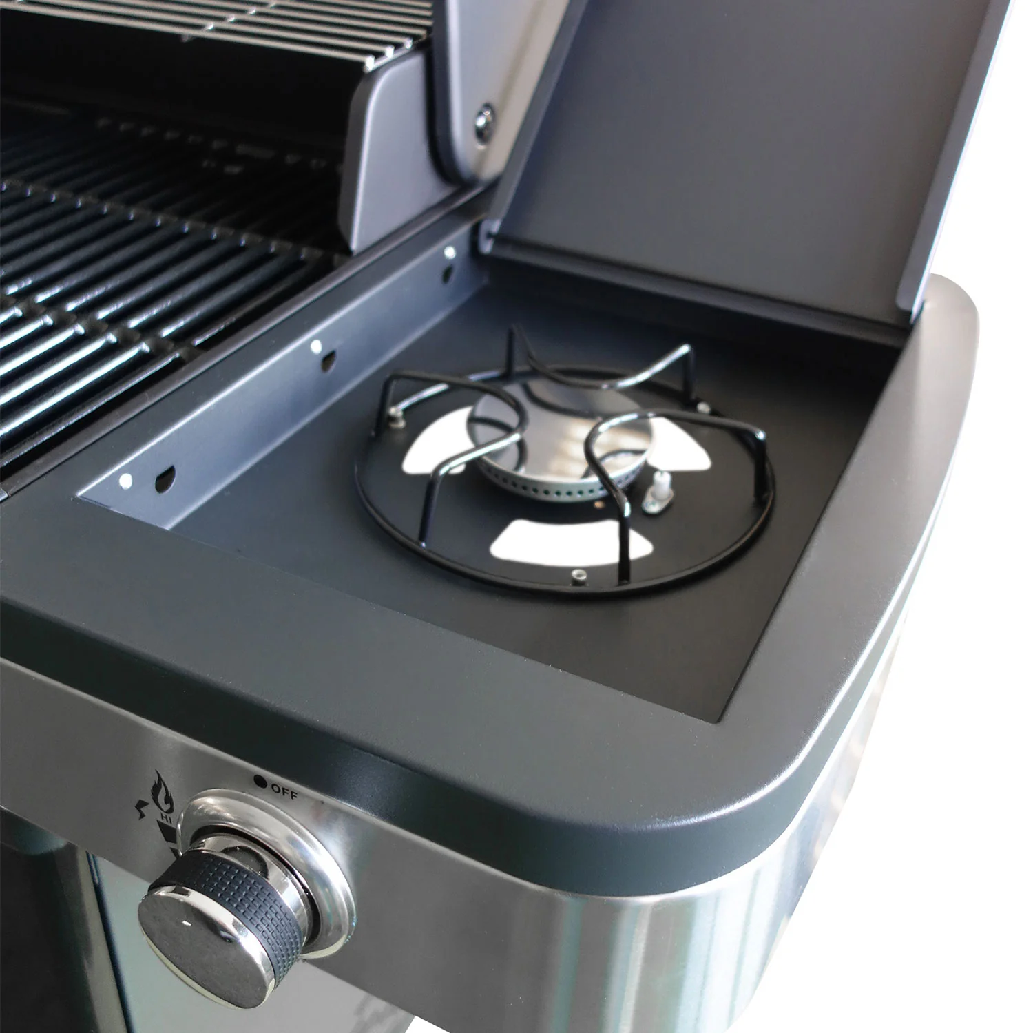 Barbecue au gaz FIDGI 4 avec thermomètre - 4 brûleurs + réchaud 14,5kW Cook'in Garden