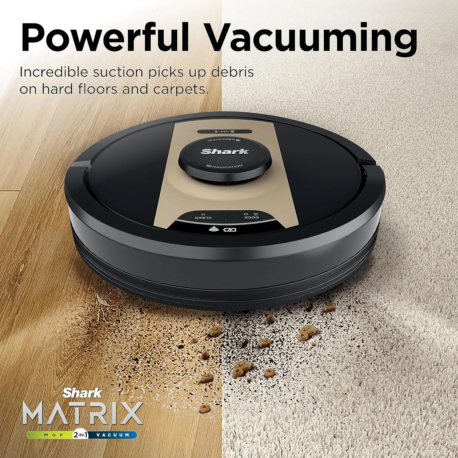 Shark RV2410WD IQ 2-in-1 Robot Vacuum and Mop with Row-by-Row Cleaning, Perfect for Pet Hair, Compatible with Alexa, Black/Bronze, Black/Gold, No Self-Empty Base