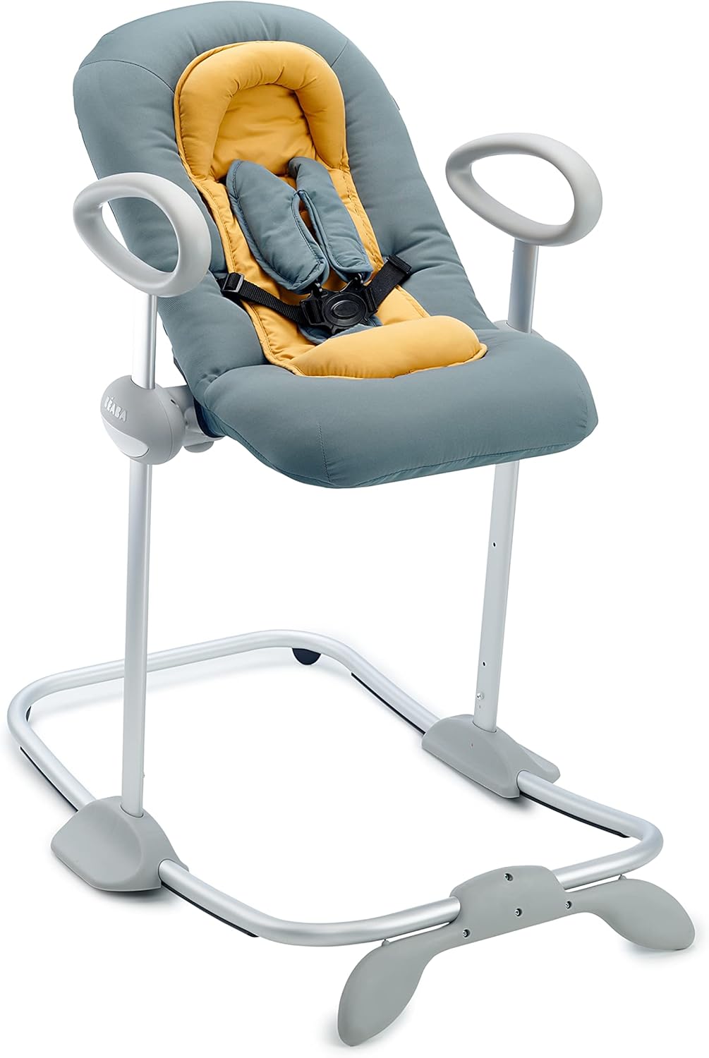 Béaba, Transat Up & Down IV, Transat Réglable en Hauteur, Unisexe pour Bébé et Enfants, 3 Positions d'Inclinaison, Harnais Sécurité 5 Points, Réducteur de Naissance, Gris minéral et miel