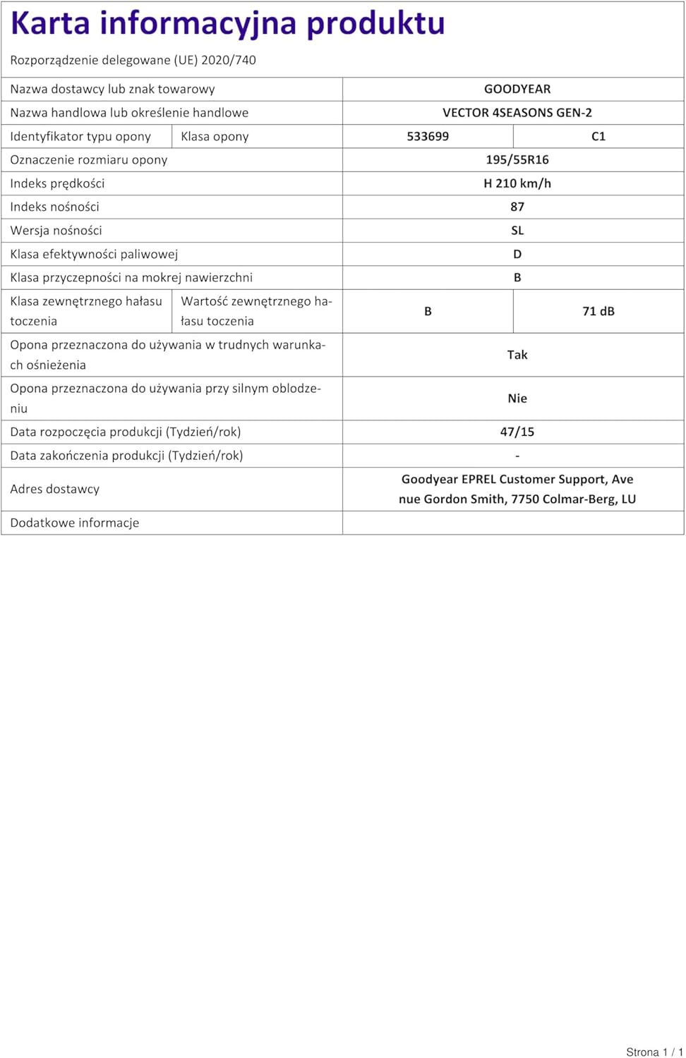 Goodyear Vector 4Seasons G2 M+S - 195/55R16 87H - Pneu 4 saisons