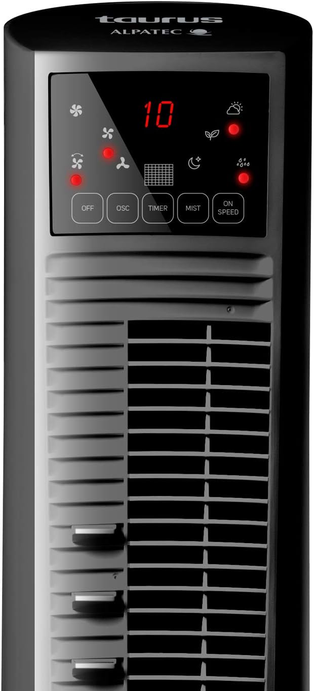 Taurus VB02 - Ventilateur brumisateur 90W, climatiseur, 3 vitesses et 3 modes, 90 W, 70° dʼoscillation, minuterie 12 h