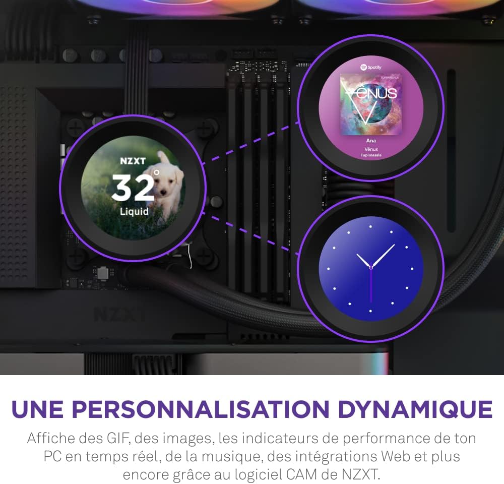 NZXT Kraken Elite 280 RGB - Refroidisseur de liquide CPU AIO - Radiateur 280mm - Ventilateur F280 RGB - IPS LCD 2,72 personnalisable - Turbine Pump - LGA 1700 1200 115X 1851 / AM5 AM4 - Noir