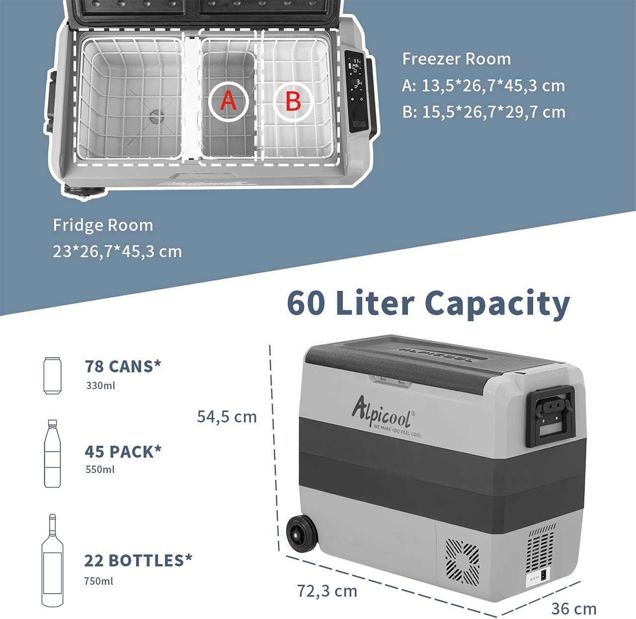 Alpicool CX30 30L Réfrigérateur de Voiture portable congélateur et réfrigérateur, Glaciere lectrique à Compression pour Maison, dortoir, Camping