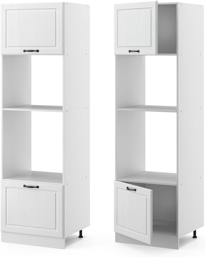 Vicco Armoire Micro-Ondes R-Line, Blanc Campagne/Blanc, 60 cm
