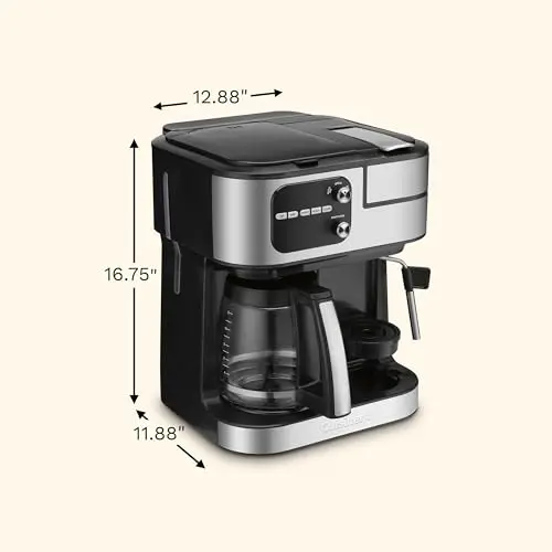 Cuisinart Coffee Maker Barista System, Coffee Center 4-In-1 Coffee Machine, Single-Serve Coffee, Espresso & Nespresso Capsule Compatible, 12-Cup Carafe, Black, SS-4N1