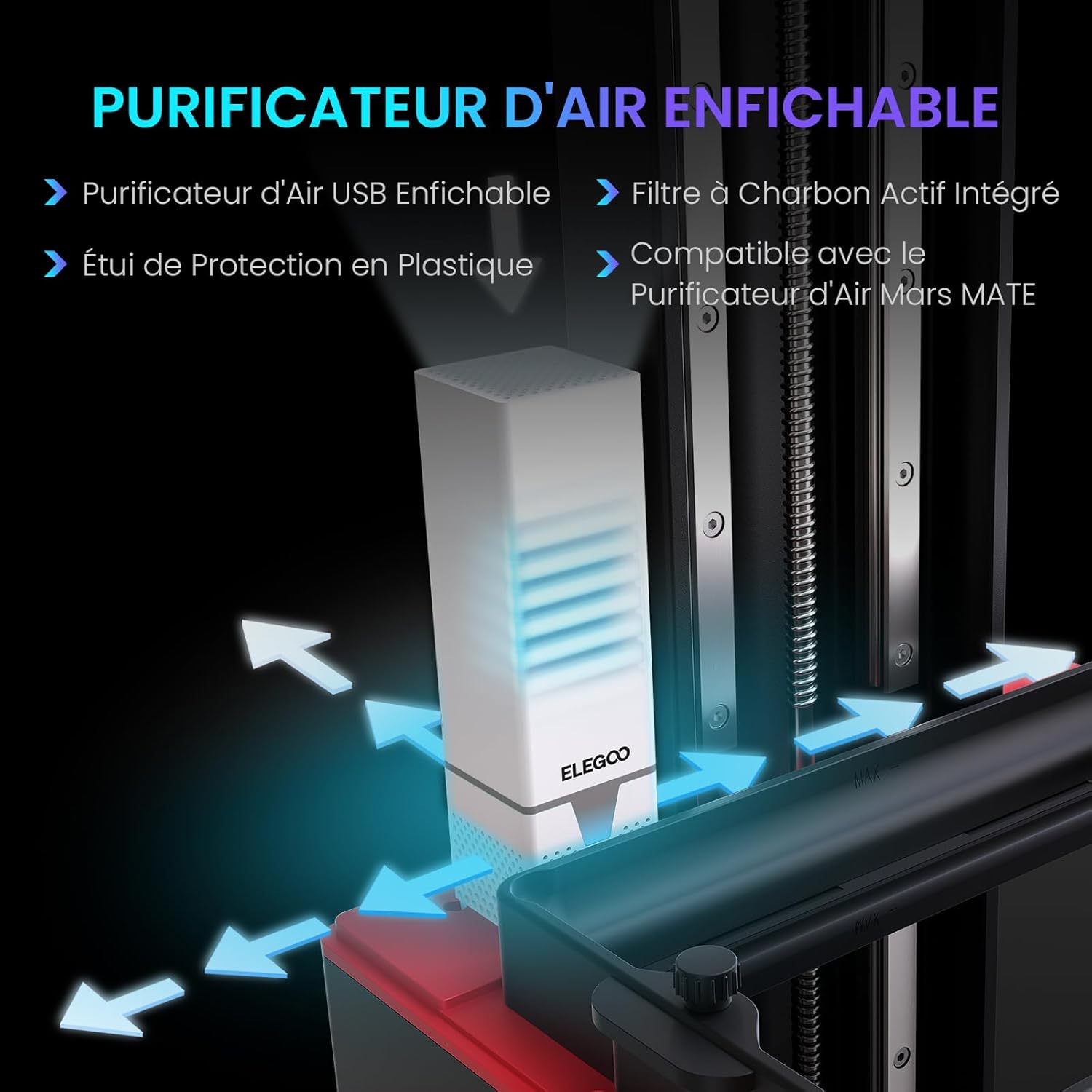 ELEGOO Saturn 4 Ultra Imprimante 3D Résine, LCD Mono 12K de 10 Pouces, Haute Vitesse de 150 mm/h, Nivellement Automatique et Intelligente, Transfert WiFi, Taille d'impression 218,88x122,88x220 mm³