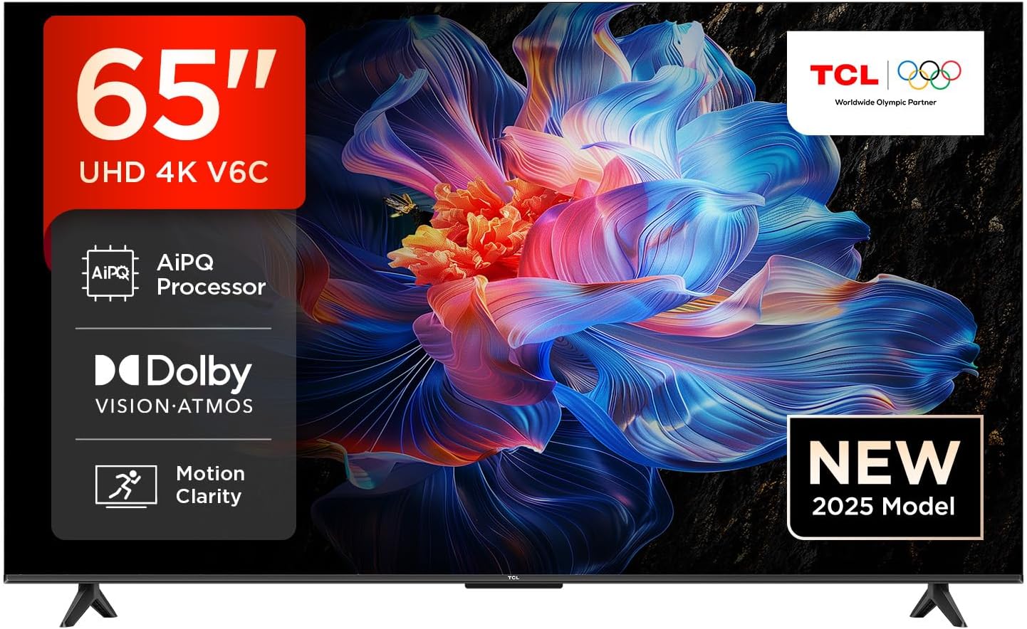 TCL 55V6B 55 Pouces 4K Ultra HD, HDR TV, Smart TV Powered by Google TV (Dolby Audio, Motion Clarity, Voice Control, Compatible avec Google Assistant, Chromecast intégré)