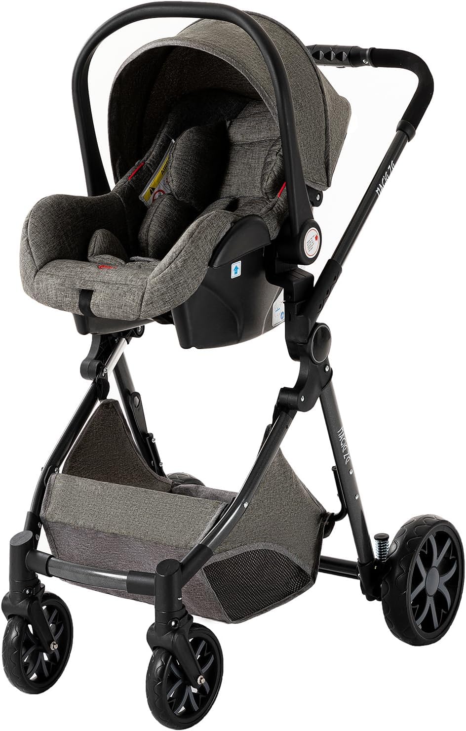 Magic ZC Poussette 3 en 1, Poussette Bebe avec Conception Portable Pliable en Un Clic, Pousette 3 en 1 avec Poussée Réversible Bidirectionnelle, Poussette Trio avec Accessoires (black gold 588)